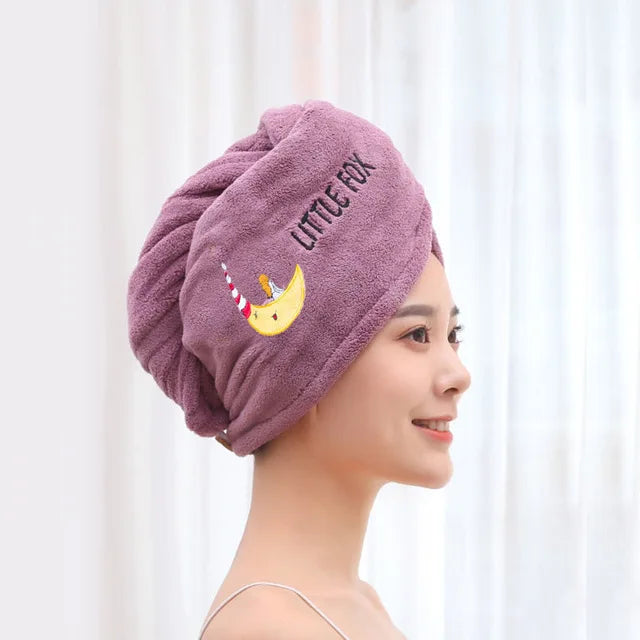 Microfiber Towel Girls Bathroom Rapid Drying Absorbent Hair  Magic Shower Cap Thickening Turban Head Wrap