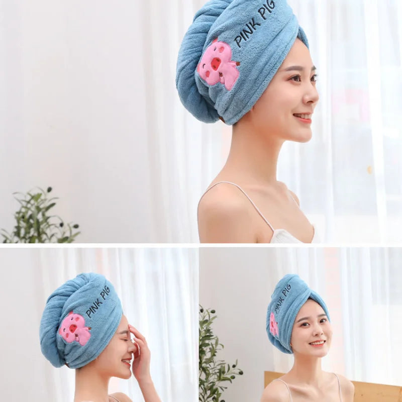 Microfiber Towel Girls Bathroom Rapid Drying Absorbent Hair  Magic Shower Cap Thickening Turban Head Wrap