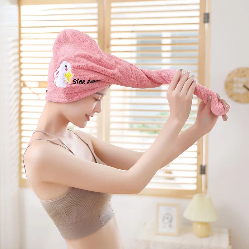 Microfiber Towel Girls Bathroom Rapid Drying Absorbent Hair  Magic Shower Cap Thickening Turban Head Wrap