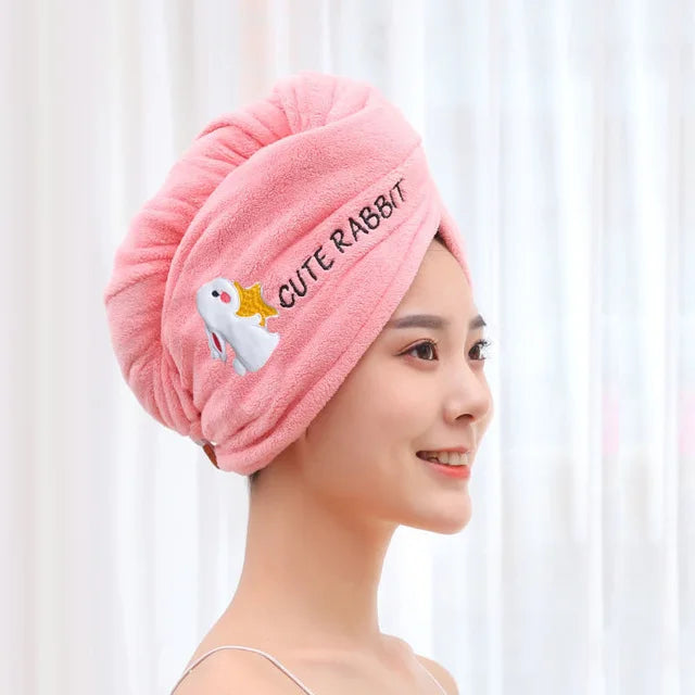 Microfiber Towel Girls Bathroom Rapid Drying Absorbent Hair  Magic Shower Cap Thickening Turban Head Wrap