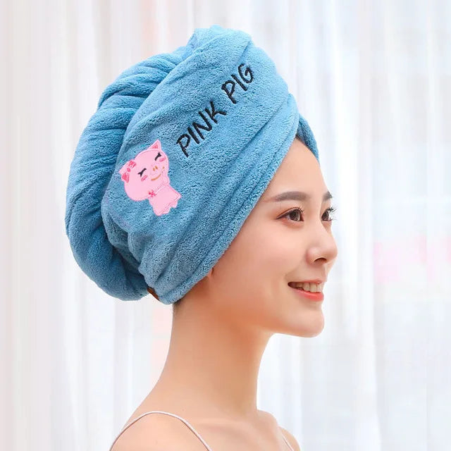 Microfiber Towel Girls Bathroom Rapid Drying Absorbent Hair  Magic Shower Cap Thickening Turban Head Wrap