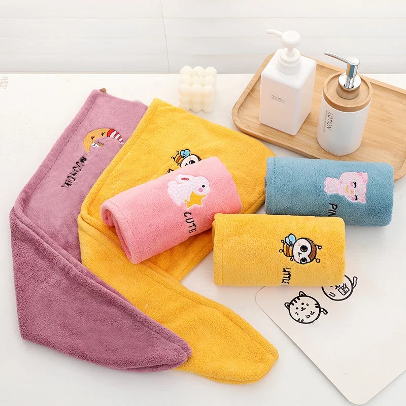 Microfiber Towel Girls Bathroom Rapid Drying Absorbent Hair  Magic Shower Cap Thickening Turban Head Wrap