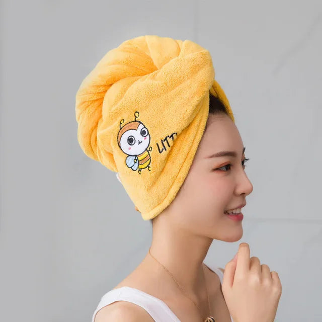 Microfiber Towel Girls Bathroom Rapid Drying Absorbent Hair  Magic Shower Cap Thickening Turban Head Wrap